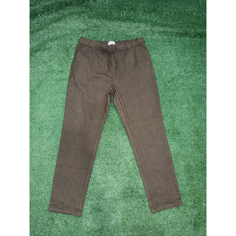 Goodfellow & Co Men's Brown Herringbone Drawstring Pants Size Medium Casual